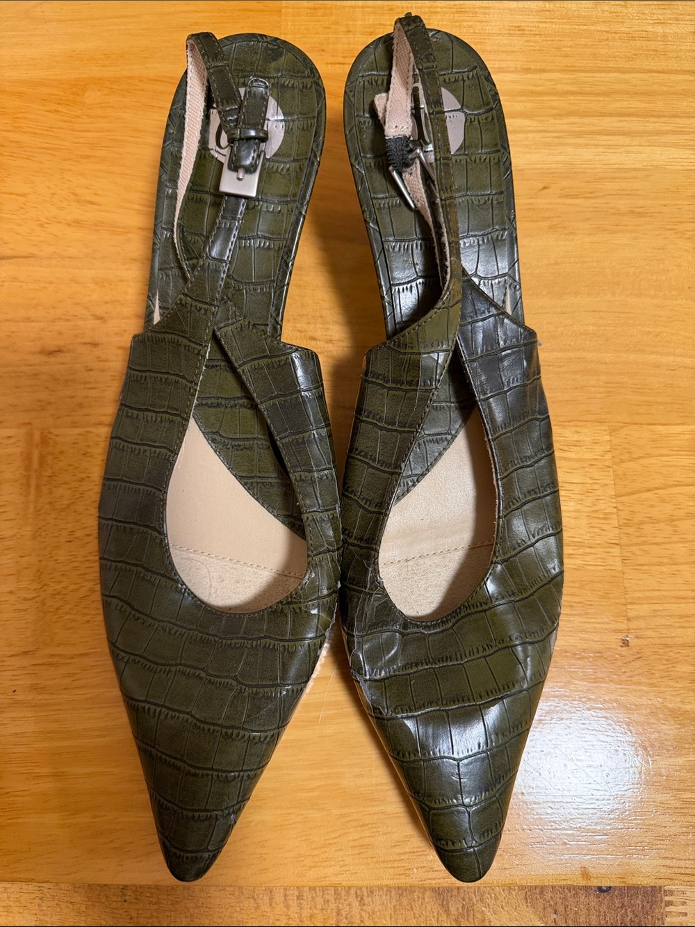Vintage Donna Lawrence Croc-Embossed Slingbacks